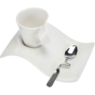 Villeroy & Boch NewWave caff&egrave; Set per lEspresso, Acciaio Inossidabile, Bianco