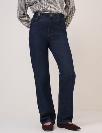 Nobody's Child Dark Blue High Rise Kingston Straight Leg Jeans