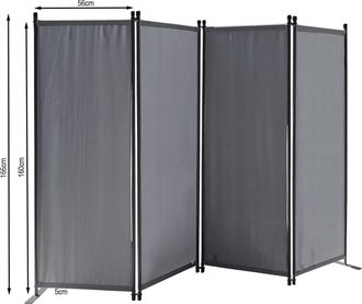 Quick-Star Quick-star - Paravent 4 Piezas 165 X 220 Cm Tela Separador De Espacios Mampara De Jard&iacute;n Balc&oacute;n Pantalla De Privacidad Gris