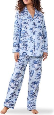 Printfresh Long Sleeve Organic Cotton Pajamas Set in Notting Hill Blue at Nordstrom, Size X-Small