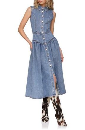Avec Les Filles Sleeveless Denim Midi Dress in Medium Wash at Nordstrom Rack, Size 12