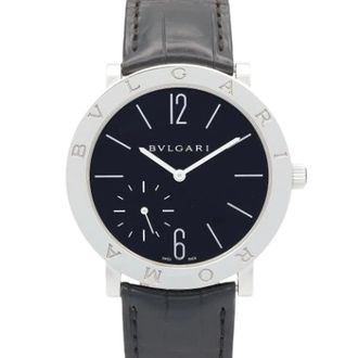 Bulgari Pre-owned Vintage Polshorloge - Heren - Pre-owned - Zwart - Maat: ONE Size Leer