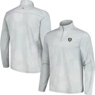 Tommy Bahama Mens Tommy Bahama Gray Las Vegas Raiders Delray Frond IslandZone Half-Zip Sweatshirt at Nordstrom, Size X-Large