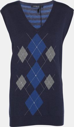 Marina Rinaldi Marina Sport By Marina Rinaldi Blue Striped Knit Half Sleeve Sweater