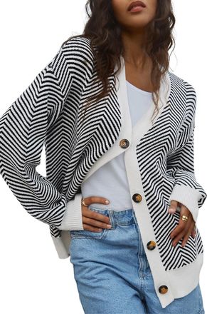 Dokotoo Womens Cardigans Long Sleeve Open Front Winter Knit Womens Cardigan Striped Color Block Casual Ladies Lightweight Knitted Outwear Coats Jacket Sweater