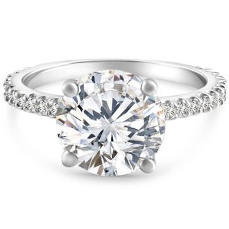Pompeii3 Certified 4 1/4Ct Diamond Engagement Ring 14k Gold Lab Grown With Sidestones