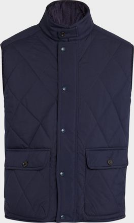 Ralph Lauren Purple Label Men & apos;s Nylon Quilted Corduroy-Collar Vest
