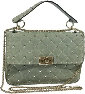 Valentino Pre-owned Shoulder Bags, female, Blue, Size: ONE SIZE Pre-owned Rockstud Spike Flap Bag