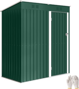 OUTSUNNY Cobertizo De Jard&iacute;n Exterior 1,37 M&sup2; 163x90x179 Cm, Con Puerta Con Pestillo Y Ranuras De Ventilaci&oacute;n, Para Almacenaje De Herramientas, Verde