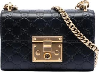 Gucci Pre-owned Shoulder Bags, female, Black, Size: ONE SIZE Pre-owned Padlock Crossbody Bag