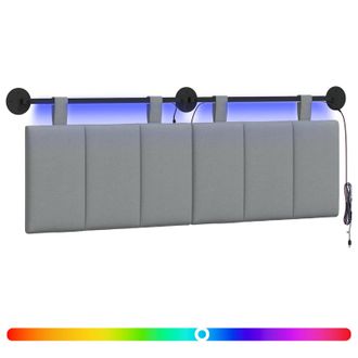 vidaXL Cabecero Colgante Con Luz Led Gris Claro Tela Vidaxl