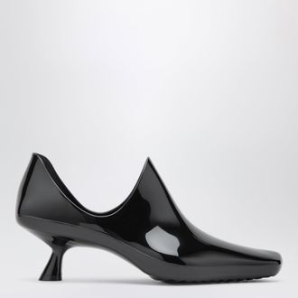 Loewe Emily Aqua ankle boots in glossy black PVC with multicolour socks