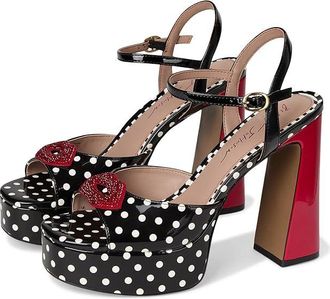 Blue by Betsey Johnson Allyson Womens Sandals White Black Polka Dot : 7.5 M, Faux Leather