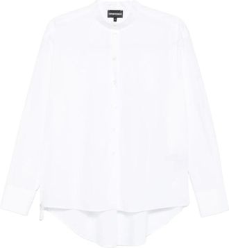 Emporio Armani Overhemden, Dames, Wit, S, Nylon, Witte Zijde & Nylon Shirt