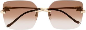 Cartier rimless square-frame sunglasses - women - Metal (Other) - 60 - Gold
