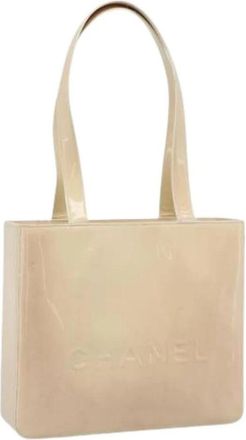 Chanel Pre-owned Vintage Patent Leather Tote Bag - Dames - Vintage Shopper - Beige - ONE Size - Leer - Vintage