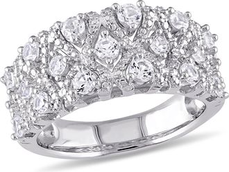 Mimi & Max Created White Sapphire Pave Lattice Ring in Sterling Silver