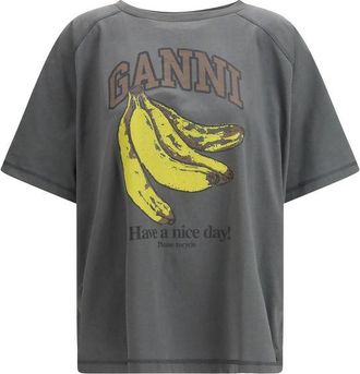 Ganni Grijze Katoenen T-Shirt