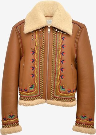 Monoki Kurzer Mantel aus besticktem Lammfell Maverick