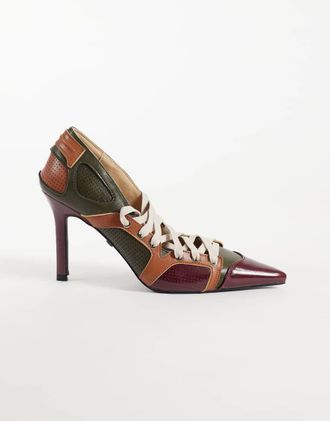 Azalea Wang Azalea Wang Firestring scarpe sportive con tacco e lacci in verde oliva multicolore