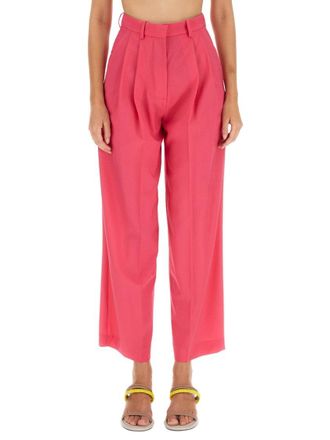 Alysi High-Waisted Wool Pants With Pleated Front