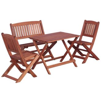 Berkfield Home 4 Piece Outdoor Dining Set for Children Solid Eucalyptus Wood in Brown