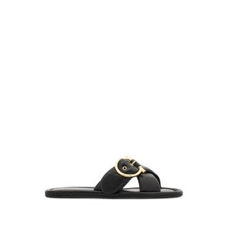 Ferragamo Sandalias de pala con hebilla Gancini - Shoes - Mujer - Negro - 37 1/2 EU