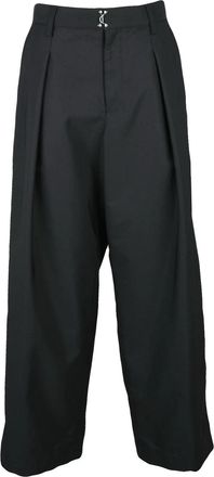 Zucca Black Cropped Pleated High-Waisted Wide-Leg Pants