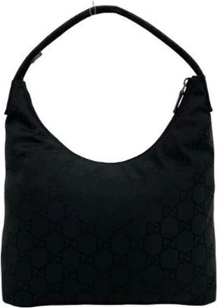 Gucci Pre-owned Shoulder Bags, female, Black, Size: ONE SIZE Pre-owned Nylon Leather Shoulder Bag