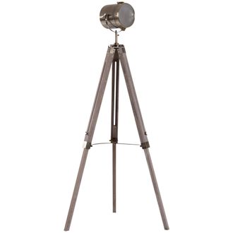 HOMCOM Tripod Floor Lamp - 65L,Wood/Bronze Colour | TJ Hughes