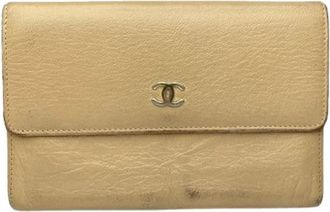 Chanel Pre-owned Wallets, female, Beige, Size: ONE SIZE Pre-owned Leather Wallet