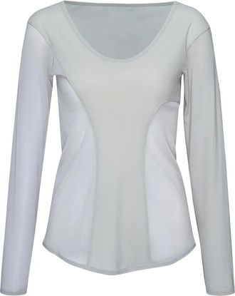 Issey Miyake T-shirt a maniche lunghe con inserti in rete - Bianco