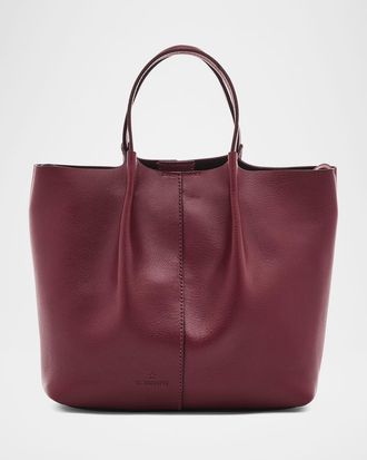 IL BISONTE Nina Small Pleated Leather Tote Bag
