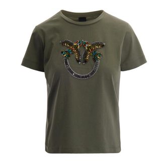 Pinko T-Shirts, female, Green, Size: XS Quentin T-shirt