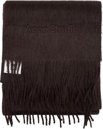 Acne Studios Alpaca Wool Logo Scarf - unisex - Wintersjaals - Bruin - ONE Size - Wol - Accessoires