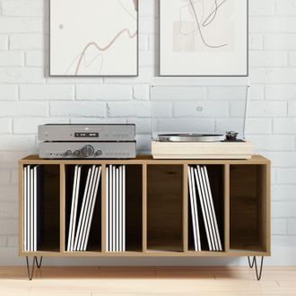 Berkfield Home Record Cabinet Old Wood 100x38x48 cm Engineered Wood in Brown | Size: 100 x 38 x 48 cm