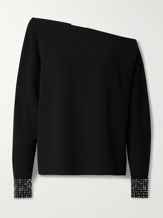 16Arlington Top A Spalle Scoperte In Cr&ecirc;pe Con Decorazioni Volante - Nero