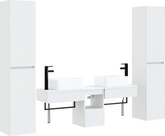 vidaXL Juego De Muebles De Ba&ntilde;o 5 Uds. Blanco 33 X 34,5 X 160 Cm Vidaxl