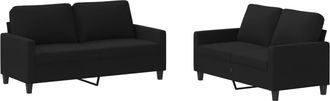 vidaXL Juego De Sof&aacute;s Con Cojines 2 Piezas Tela Negro Vidaxl