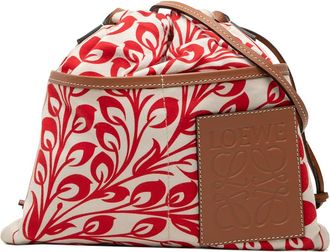 Loewe Pre-owned Loewe William de Morgan Small Anagram Canvas Drawstring Crossbody Ladies 4ULDT83XJ6P3EFLE
