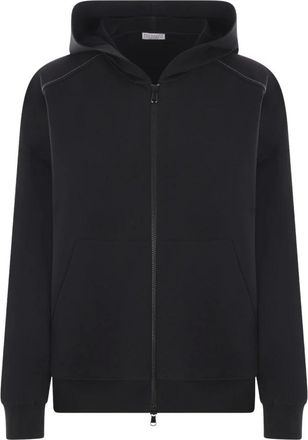 Brunello Cucinelli Hoodies & sweatvesten, Dames, Zwart, M, Katoen, Zwarte hoodie met monile borduurwerk