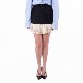 Balenciaga Lingerie Mini Tailored Wool Skirt, Brand Size 36 ( US Size 6 )