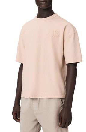 AllSaints Insignia Logo Appliqu&eacute; Organic Cotton T-Shirt in Crystal Pink at Nordstrom, Size Xx-Large