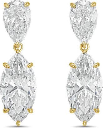 Diana M. Jewels 14KW YG 20.00 Ct TW of Lab grown pear and marquise shape diamond drop earrings