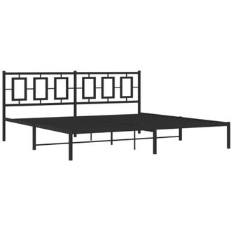vidaXL Vidaxl - Estructura Cama Sin Colch&oacute;n Con Cabecero Metal Negro 193x203 Cm