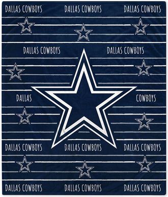 Pegasus Sports Dallas Cowboys Nfl Team Center Stripe Logo Fleece Throw
