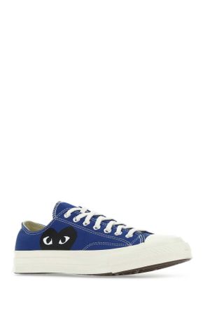 Comme Des Gar&ccedil;ons Comme Des Garcons Play Logo-Embroidered Canvas Sneaker - Blue