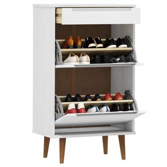 Berkfield Home Shoe Cabinet MOLDE White 59, 5x35x103 cm Solid Wood Pine | Size: 5 x 35 x 103 cm