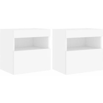 vidaXL Vidaxl - Muebles De Tv De Pared Con Luces Led 2 Uds Blanco 40x30x40 Cm