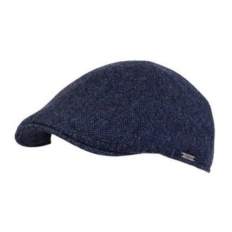 Wigens Mens Herringbone Shetland Pub Cap with Curved Peak in Navy at Nordstrom, Size 58